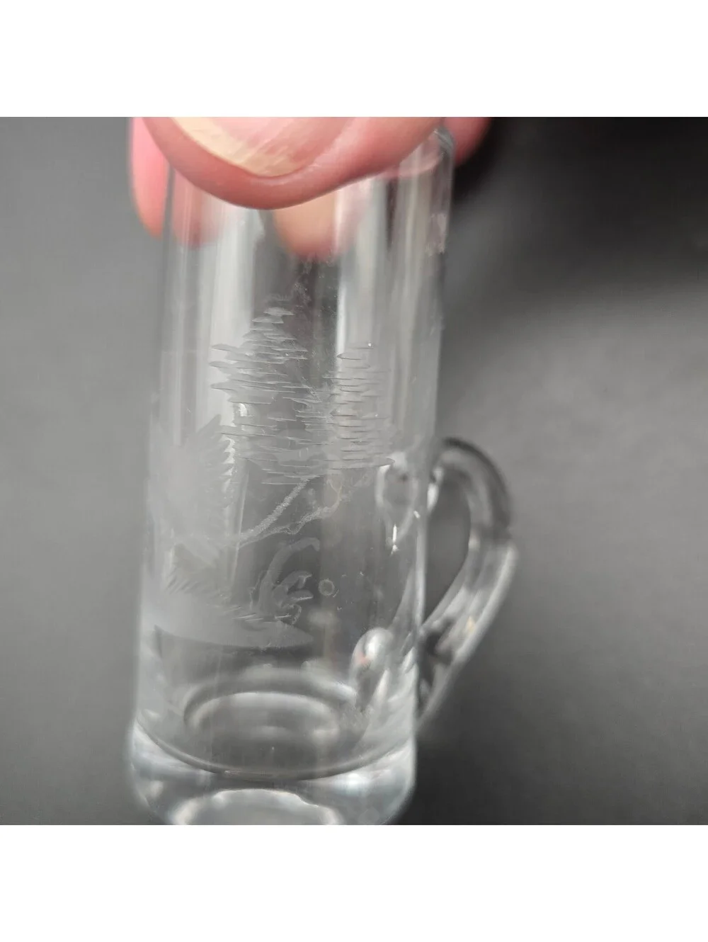 Vintage European Hand Engraved Schnapps Shot Glasses Wildlife Alpine Hunting Set